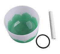 Juego de Cuencos Tibetanos, Cuenco Sonoro con Patrn de Flores, Cuenco Tibetano de Cuarzo Mate para Meditacin Curativa con Sonido (Nota verde F