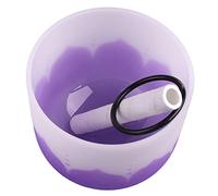 Juego de Cuencos Tibetanos, Cuenco Sonoro con Patrn de Flores, Cuenco Tibetano de Cuarzo Mate para Meditacin Curativa con Sonido (Nota B prpura