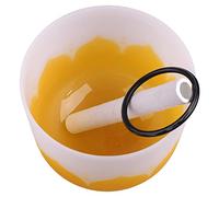 Juego de Cuencos Tibetanos, Cuenco Sonoro con Patrn de Flores, Cuenco Tibetano de Cuarzo Mate para Meditacin Curativa con Sonido (Nota amarilla E