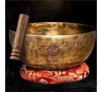 Juego de cuencos tibetanos Cuenco tibetano de luna llena con cojín mazo, juego cuencos sonoros cobre for musicoterapia, terapia sonora, sanación y meditación(17-18CM)