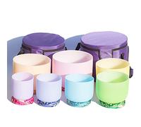 Juego de cuencos tibetanos de cristal de cuarzo de 6 a 12 pulgadas, con golpeador de gamuza, mazo de goma, para reducir el estrés, equilibrar el chakra corporal, oración, budista (tamaño: 44