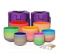 Juego De Cuencos Tibetanos De Cristal De Cuarzo Esmerilado Arco Iris De 6-12 Pulgadas, Con Percutor De Gamuza, Mazo De Goma, For Yoga, Curación De Sonido, Limpieza De Cristales, Meditación (Color : 4