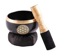 Juego de cuencos tibetanos, diseño de flor de la vida, color negro y dorado