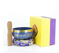 Juego de Cuencos Tibetanos Hecho a Mano en Nepal cuenco tibetano para meditación, atención plena, relajación, yoga, curación cuenco tibetano Arandela + palito de caoba + caja 8.5 x 4 cm