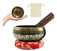 Juego de cuencos tibetanos para meditación: juego de 3 cuencos grandes con cuenco de canto y cojín de seda y mazo, juego de meditación para meditación, chakras, yoga, meditación, regalos de 8 cm
