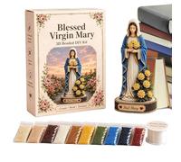 Juego de cuentas 3D hecho a mano, kit de cuentas de María con corazón inmaculado, estatua 3D de Jesús, cuentas e que no se decoloran, manual detallado (idioma español no garantizado), para altar