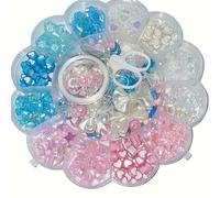 Juego de cuentas acrílicas estilo mezclado rosa y azul con diseño de , 13 compartimentos - ideal para hacer pulseras, collares, anillos y accesorios DIY, kit de manualidades para joyería