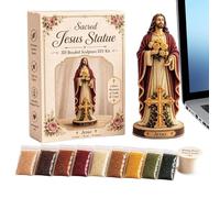 Juego de cuentas cristianas 3D DIY - Juego de minifiguras de perlas hechas a mano "Jesús María Fe, colección creativa de religiosos, fácil montaje, accesorios de artesanía para decoración