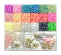Juego de cuentas de arroz de vidrio color crema. Producción artesanal de cuentas a granel. Paquete de materiales para hacer collares, pulseras y joyas: juego de herramientas de 2 mm.