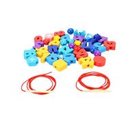 Juego de Cuentas de Madera para Cordones para Niños Pequeños, Desarrollo de Habilidades Motoras Finas y Juego Creativo, 33 Piezas, Colores Surtidos (Cálculo de 26 números)
