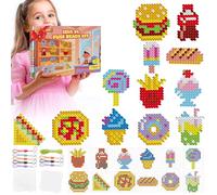 Juego de cuentas grandes de 10 mm, 17 colores, 1250 unidades, XL con placa de conexión, 12 patrones de comida, 8 cordones y 5 papel de planchado, juego de perlas creativas, regalo para niños a partir