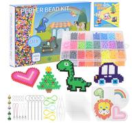 Juego de cuentas para planchar de 5 mm, juego completo de 7000 hama cuentas con accesorios, cuentas para planchar de 24 colores adecuadas para manualidades, regalos de cumpleaños y Navidad