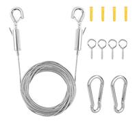 Juego de cuerda de alambre para enredaderas, 5 m, ajustable de acero, cuerda tensora de acero inoxidable, cuerda tensora de 2 mm, cuerda de acero inoxidable para tienda de campaña, tendedero, cuerda