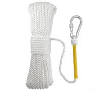Juego de cuerda flotante con gancho a presión, línea de seguridad al aire libre de polipropileno para cuerda trenzada para barco, camping, senderismo, toldo de tienda de campaña (blanco)