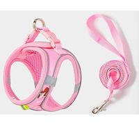 Juego de cuerdas de tracción para pecho y espalda impresas para perros (rosa, XS)
