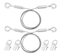 Juego de cuerdas para colgar imágenes, cuerda de alambre ajustable con ojales, 2 m × 1,5 mm, cuerda de acero inoxidable con gancho para colgar espejos, marcos de fotos, cordero ligero (2 unidades)