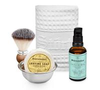 Juego de cuidado de afeitado estándar de Störtebekker®, incluye brocha de afeitar, jabón de afeitar, bandeja de afeitar, aceite de afeitar y toalla de afeitar, idealo regalo
