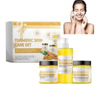 Juego de cuidado de la piel combinado con cúrcuma 3 en 1, juego de cuidado de la piel con brillo, combo de brillo, exfoliante con brillo de cúrcuma (1 set)