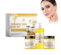 Juego De Cuidado De La Piel Combinado De Cúrcuma De Tres En Uno, Crema Facial De Cúrcuma, Exfoliante Y Mantequilla Corporal, Juego De Cuidado De La Piel Glow Combo Exfoliante Natural E Hidratante
