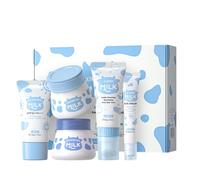 Juego De Cuidado De La Piel Con Leche, Juegos Y Kits Para El Cuidado De La Piel De 5 Piezas Con Limpiador, Crema Para Ojos, Humectante, Crema Protectora Solar, Crema Abrillantadora, Juego De Cuidado