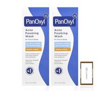 Juego de cuidado de la piel: contiene jabón espumoso PanOxil de 5.5 onzas (paquete de 2) - Limpiador facial y corporal Duo con toallita Luxpaks
