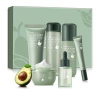Juego de cuidado de la piel de aguacate, kits de regalo para el cuidado de la piel para hidratar la piel, kit facial antienvejecimiento para mujeres con limpiador facial, tónico, suero facial, loción