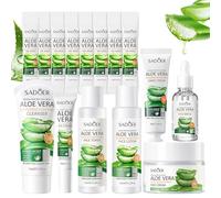 Juego de cuidado de la piel de aloe vera, 27 unidades, set de cuidado facial de aloe vera, set de belleza para mujeres con limpiador, tónico, suero, crema de manos, para adolescentes, niñas y mujeres