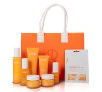 Juego de cuidado facial con vitamina C - suero facial, suero para ojos, crema de día y noche, 10 máscaras de tela, limpieza facial, tónico, crema solar SPF 50 - antiedad, cuidado de la piel, set de
