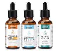 Juego de cuidado facial orgánico con vitamina C, retinol, suero hialurónico para la cara, potenciador de brillo, aclarador, adecuado para Dermaroller - Cosmética natural vegana para rostro/contorno de