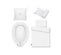 Juego de cuna 7 piezas / colección Royal - COLOR : Blanco, Dibujo de cojín: (Como la foto)