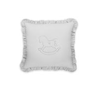 Juego de cuna 7 piezas / colección Royal - COLOR : Gris claro 2, Dibujo de cojín: Caballito