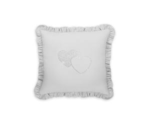 Juego de cuna 7 piezas / colección Royal - COLOR : Gris claro 2, Dibujo de cojín: Corazones