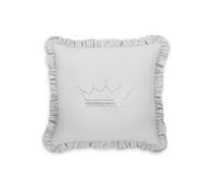 Juego de cuna 7 piezas / colección Royal - COLOR : Gris claro 2, Dibujo de cojín: Corona princesa