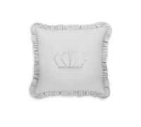 Juego de cuna 7 piezas / colección Royal - COLOR : Gris claro 2, Dibujo de cojín: Corona principe