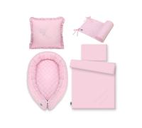 Juego de cuna 7 piezas / colección Royal - COLOR : Rosa, Dibujo de cojín: (Como la foto)