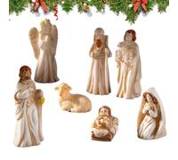 Juego de cuna de Navidad 7 piezas escultura cristiana Navidad coleccionable | Escultura Escena de Natividad para Decoración y Presentación Cristianas Interiores en el Hogar