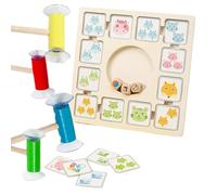 Juego de dados a juego para niños, juego de ajedrez combinado | Juguete de habilidad de motor de madera fina,Actividades educativas preescolares con 96 cartas 3 dados 4 palitos de succión, juguete de