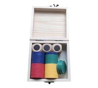 Juego de dados centrales izquierdo y derecho, juegos de dados de viaje portátiles, 3 dados de madera y 48 fichas en caja de madera, fácil de almacenar y transportar para familiares y amigos