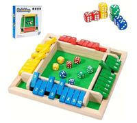 Juego de Dados "Cierra la Caja" de Madera para 2-4 Jugadores, Juego de Matemáticas Familiar de Madera, Juegos Clásicos de Mesa para Niños y Adultos, Ideal para el Aula, el Hogar (Color, Color Box)