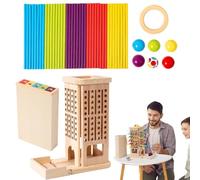 Juego de dados con palos de madera: tablero educativo de 21 x 17,2 x 9,5 cm, clasificación de colores, actividad de aprendizaje de matemáticas, juego de desarrollo de habilidades motoras finas para ni