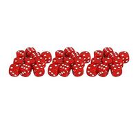 Juego de Dados de 30 Piezas, Esquina Redonda de 6 Caras, Puntos Blancos, Dados de plástico para Juegos de Mesa, enseñanza de matemáticas, Duradero, Ligero y portátil (Roja)