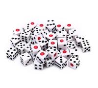 Juego de Dados de 50 Piezas, Dados acrílicos de 6 Caras, Mini de 8 mm con Puntos Negros y Rojos para Juegos de Mesa, enseñanza, Actividades matemáticas, Recuerdos de Fiesta temática de Casino