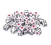 Juego de Dados de 50 Piezas, Dados acrílicos de 6 Caras, Mini de 8 mm con Puntos Negros y Rojos para Juegos de Mesa, enseñanza de matemáticas, Actividades, Tema de Casino, Regalos de Fiesta Casino