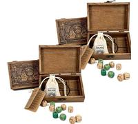 Juego de Dados de Adivinación Arcana - Dados Oráculo Madera Grabados para Rituales Des Tarot y Lanzamiento Runas, Amplificador Intuición Artesanal con Caja Sagrada Teñida a Mano (2pc)