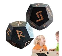 Juego de dados de adivinación, juego de runas Elder Futhark, 2 piezas de dados de adivinación Elder Futhark de madera | Pequeños dados de runas para decoración del hogar, meditación, juegos de adivina