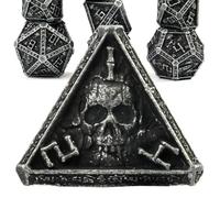 Juego de dados de calavera misteriosa para Dungeons and Dragons, Cthulhu DCC, accesorios únicos de juego de rol mágico, regalos únicos de metal D&D con caja D20 D12 D10 D6 D4 D%