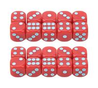 Juego de Dados de Esquina Redondeada de 16 mm, 20 Piezas de Dados de plástico de 6 Caras con Puntos Grandes para Juegos de Mesa, Juegos de matemáticas, Actividades educativas (Puntos Azules Rojos)