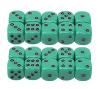 Juego de dados de esquina redondeada de 16mm, dados de juego de plástico de 20 piezas de 6 caras con puntos grandes para juegos de mesa, juegos de matemáticas, juegos educativos (Puntos negros verdes)