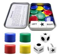 Juego de Dados de Izquierda y Derecha en el Centro, Juego de 3 Dados de Izquierda y Derecha en el Centro y 40 fichas de Colores, Juego de Dados LRC para Fiestas, Familiares, Amigos, Camping, Picnic
