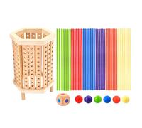 Juego De Dados De Madera: Juguete De Equilibrio De 15x5x5cm, Juego Educativo De Madera Natural, Constructor De Habilidades Motoras Finas Interactivas Actividad De Conteo De Matemáticas Para Niños